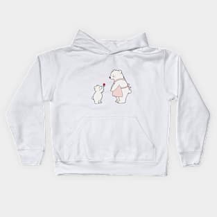 Bear Baby Gifting a Rose to Mom Kids Hoodie